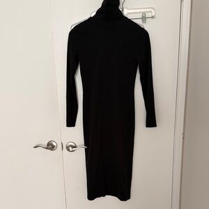 H&M Black Long Sleeve Turtleneck Midi Dress